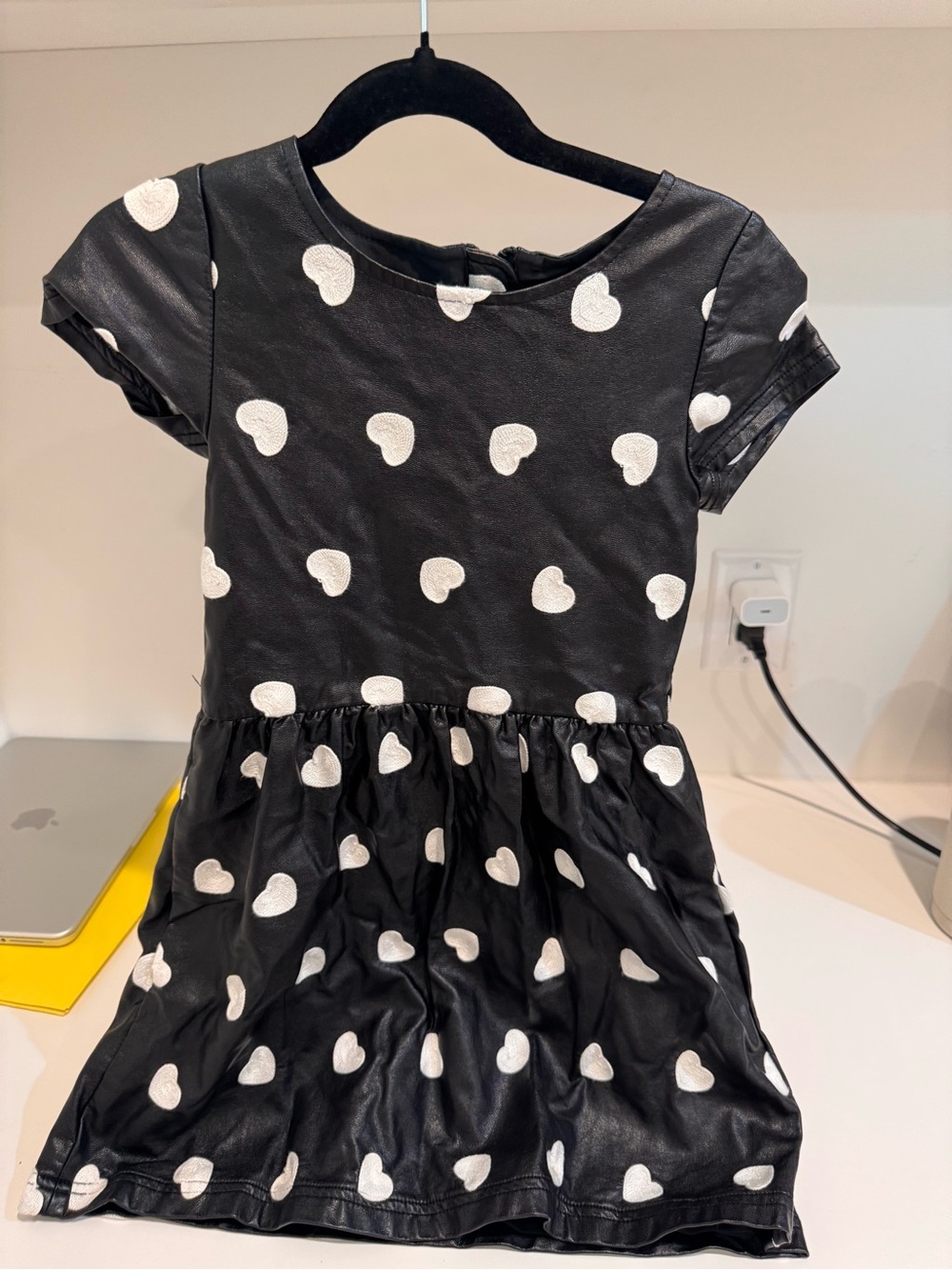 Appaman Black Dress with White Heart Print